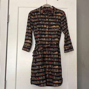 Tommy Hilfiger library book print shirt dress, size s